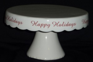 White Holiday Cake Stand 10"